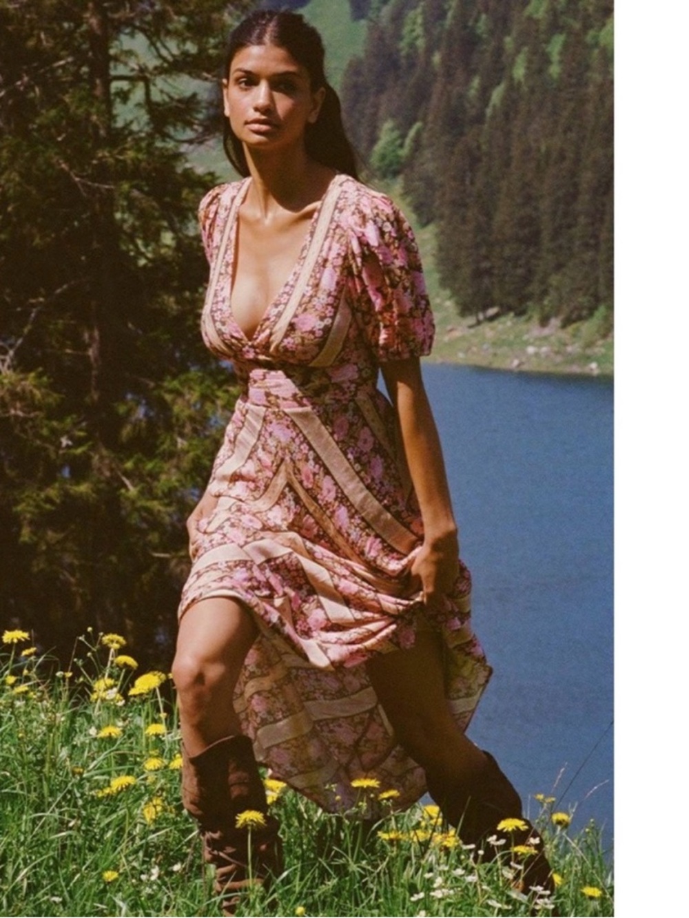 SPELL Enchanted Woods midi floral dress, XS